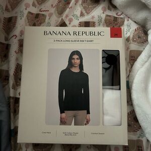 Banana Republic Long Sleeve Rib T-Shirt 2-Pack in Black and White